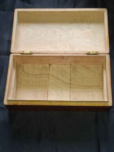 Antique Cedar Wood Box featuring a Swan Design on the Lid., Postage Available