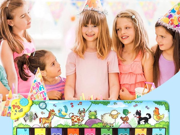 Kids Piano Mat Music Dance Mats Multi-function Touch Play Keyboard Mat with 9 Keys & 8 Animal Sounds Musical Carpet Mat Dancing Toy Educational Musical Instruments Toys for Age 3+ Boys Girls