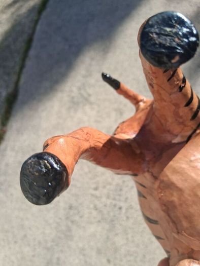 Mid Century Leather 11 Inch Zebra and Foal (Handpainted )