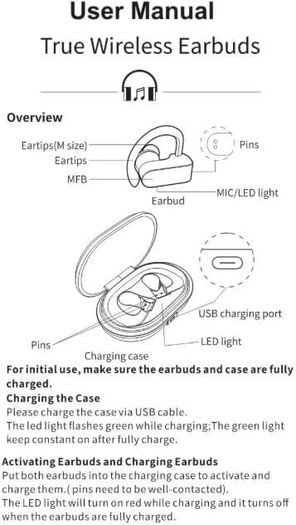 JBL Wave 200TWS Wireless in-Ear Headphones-Bluetooth Headphones with Deep Bass Sound and IPX2 Water Resistance, Complete with Charging case (New)
