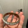 Mother of Pearl Brass Bangle Bracelet MOP Panel Boho Image 3