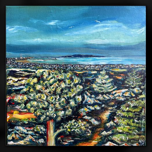 Dublin City & Bay view I, original painting by artist Helen Mathews