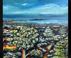 Dublin City & Bay view I, original painting by artist Helen Mathews