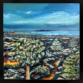 Dublin City & Bay view I, original painting by artist Helen Mathews