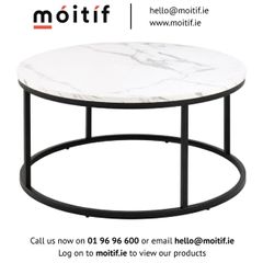 Riva Round Coffee Table - White Marble