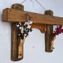 NEW Rustic Oak Beam Floating Shelf with hooks Image 2