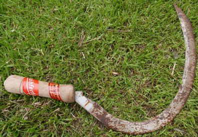 Vintage hand sickle Big primitive farm tools Vintage hand carved tool