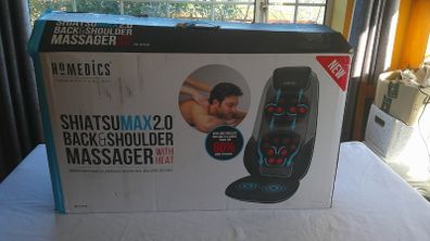 HoMedics Shiatsu Max 2.0 Back and Shoulder Massager with Heat CBS-2016-GB Grey Excellent Condition Boxed Very Little Use Works Perfectly