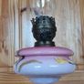 Antique Duplex kerosene lamp hand painted glass Image 4