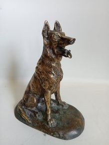 Gaston D'Illier (1876 - 1932) Dog sculpture- Bronze (Signed)
