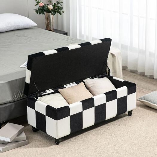 Velvet Storage Ottoman