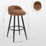 Set of 2 Bar Stool Faux Leather Brown Image 2