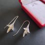 Fuchsia Flower Earrings Silver and Gold Tone Floral Drops Dangle Earrings Image 6