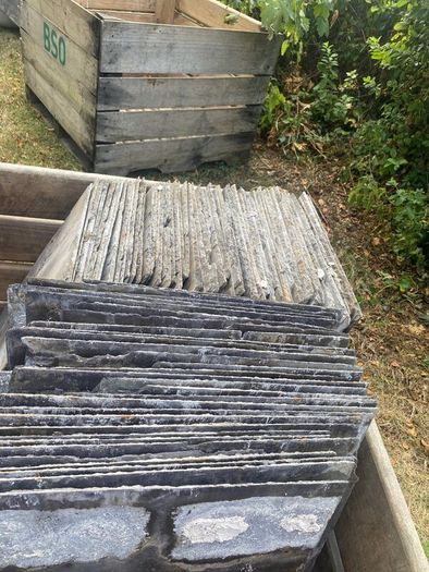 blue bangor slates and cement ridgetiles