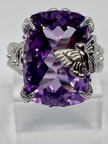 Silver Pink Amethyst Nature Ring