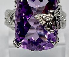 Silver Pink Amethyst Nature Ring