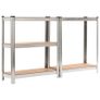 Storage Shelves 3 pcs Silver 75x30x172 cm Steel and MDF Image 5