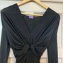 Ingenue black long sleeve v neck midi dress - twist front detail Image 3
