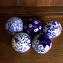 5 Beautiful Ornate Blue and White Ceramic Carpet Balls Image 2