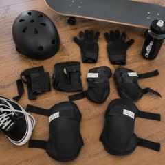 SkatePro Eight Ball Combo Pack Protective Gear Set + Helmet Junior Size