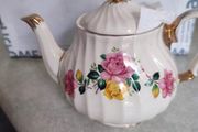 Antique Sadler Teapot Pink &amp; Yellow Roses Made in England