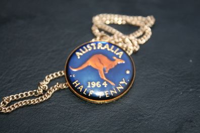 Vintage 1964 Threepenny - Enamelled Coin Necklace