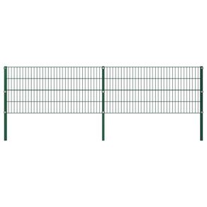 Fence Panel with Posts Iron 3.4x0.8 m Green