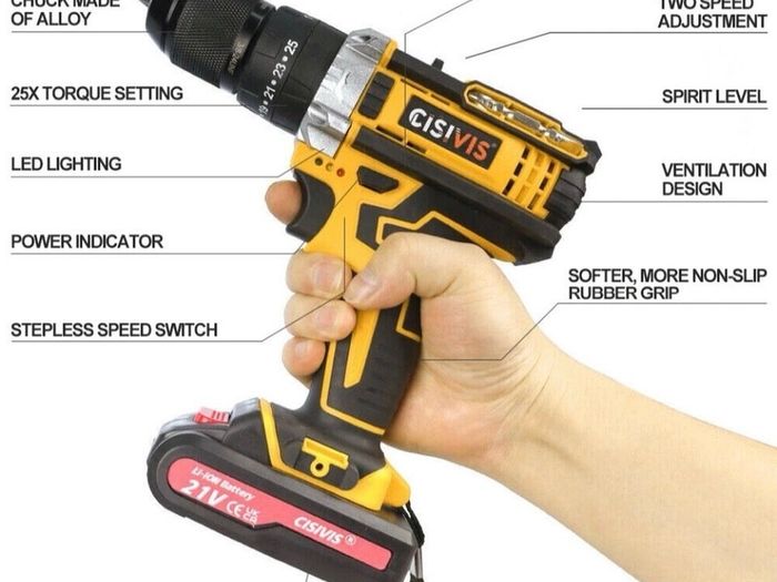NEW 21V Cordless Drill Combi Screwdriver Set with 2 Batteries