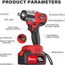 Cordless Impact Wrench,1/2" Brushless Power Impact Gun,2500RPM Electric Wrench, Max Torque 550N.m with 4 Sockets, 12PCS Screwdriver Bits, 4.0Ah Battery & Carry Box for Car Home Image 9