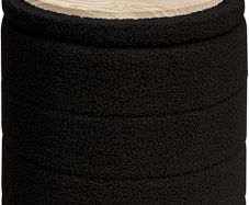 Boucle Ottoman Storage, Foot Rest Stool Seat, Folding Footstool for Living Room, Sherpa Ottoman for Bedroom, Black, 37x37x45 cm