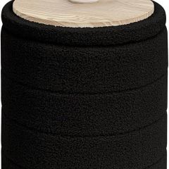 Boucle Ottoman Storage, Foot Rest Stool Seat, Folding Footstool for Living Room, Sherpa Ottoman for Bedroom, Black, 37x37x45 cm