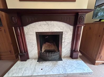 Traditional Timber Fireplace with Stone Surround & Hearth  250