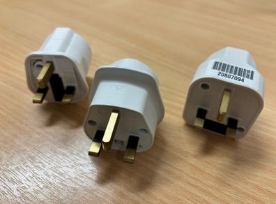 european plug to UK/ Irish plug adapter x3