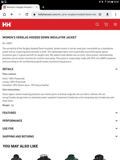 Helly Hansen - Verglas Hooded Down Insulator Jacket - Size S UK 8 - BNWT RRP 240