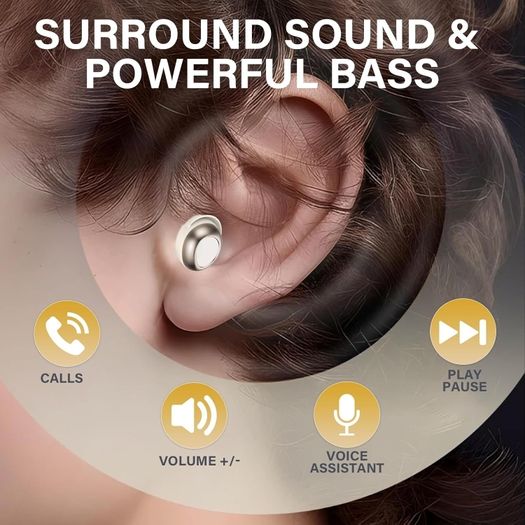Doubc S29 Mini Bluetooth 5.4 Headphones, In-Ear, Wireless Sleep Headphones with 25 Hours of Battery Life, Soft Earbuds, Gentle Sound, Comfortable Fit Without Pressure, Beige