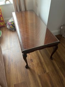 Mahogany coffee table with glass