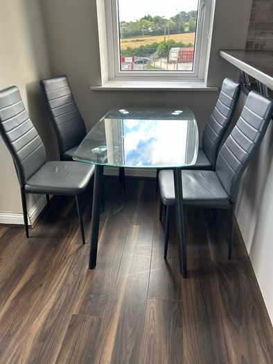 Glass table and chairs