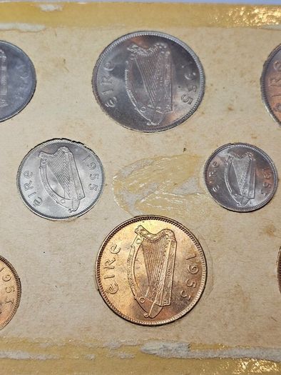 Ireland 1953 1954 1955 Coin Set in Original Holder Stunning Uncirculated Lustrous Coins! Amazing Set!!