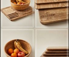 QUICK SALE (WOODEN KITCHEN BUNDLE): Crofton Chopping Board, Placemats & Fruit Bowl Set - Excellent Condition (Collection D13)