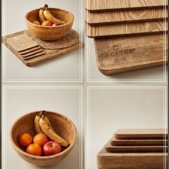 QUICK SALE (WOODEN KITCHEN BUNDLE): Crofton Chopping Board, Placemats & Fruit Bowl Set - Excellent Condition (Collection D13)