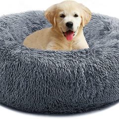 Calming Donut Dog Bed for Medium Small Dogs Cats, Fluffy Anti Anxiety Dog Beds Washable Puppy Bed Non-Slip Plush Cuddler Warming Round Faux Fur Pet Bed MULTIPLE SIZES AVAILABLE