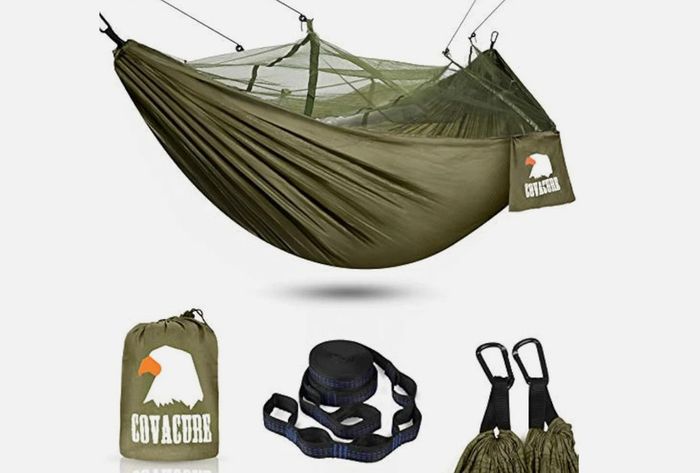 Covacure Camping Hammock with Mosquito Net