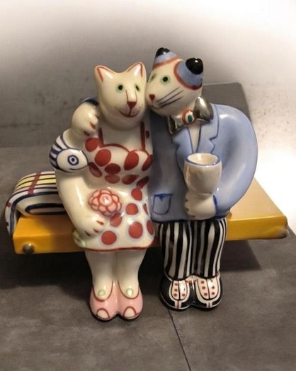 RARE Villeroy and Boch Benedikt Automobile Cat Picnic Porcelain Trinket Box Rosemarie Benedikt Design