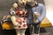 RARE Villeroy and Boch Benedikt Automobile Cat Picnic Porcelain Trinket Box Rosemarie Benedikt Design