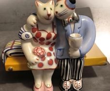 RARE Villeroy and Boch Benedikt Automobile Cat Picnic Porcelain Trinket Box Rosemarie Benedikt Design