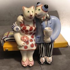 RARE Villeroy and Boch Benedikt Automobile Cat Picnic Porcelain Trinket Box Rosemarie Benedikt Design
