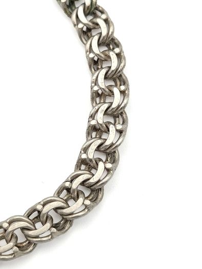 Vintage Double Rolo Interlocking Rings 800 Silver Bracelet