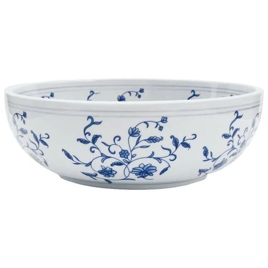 Countertop Basin White and Blue Round 41x14 cm Ceramic