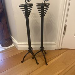 Pair of Wrought Iron Candle Holders
