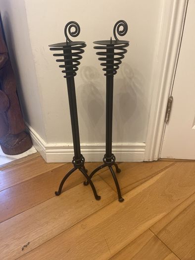 Pair of Wrought Iron Candle Holders